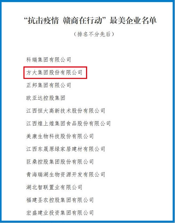 2020.08.12 壹号娱乐荣获“抗击疫情 赣商在行动”最美企业称号